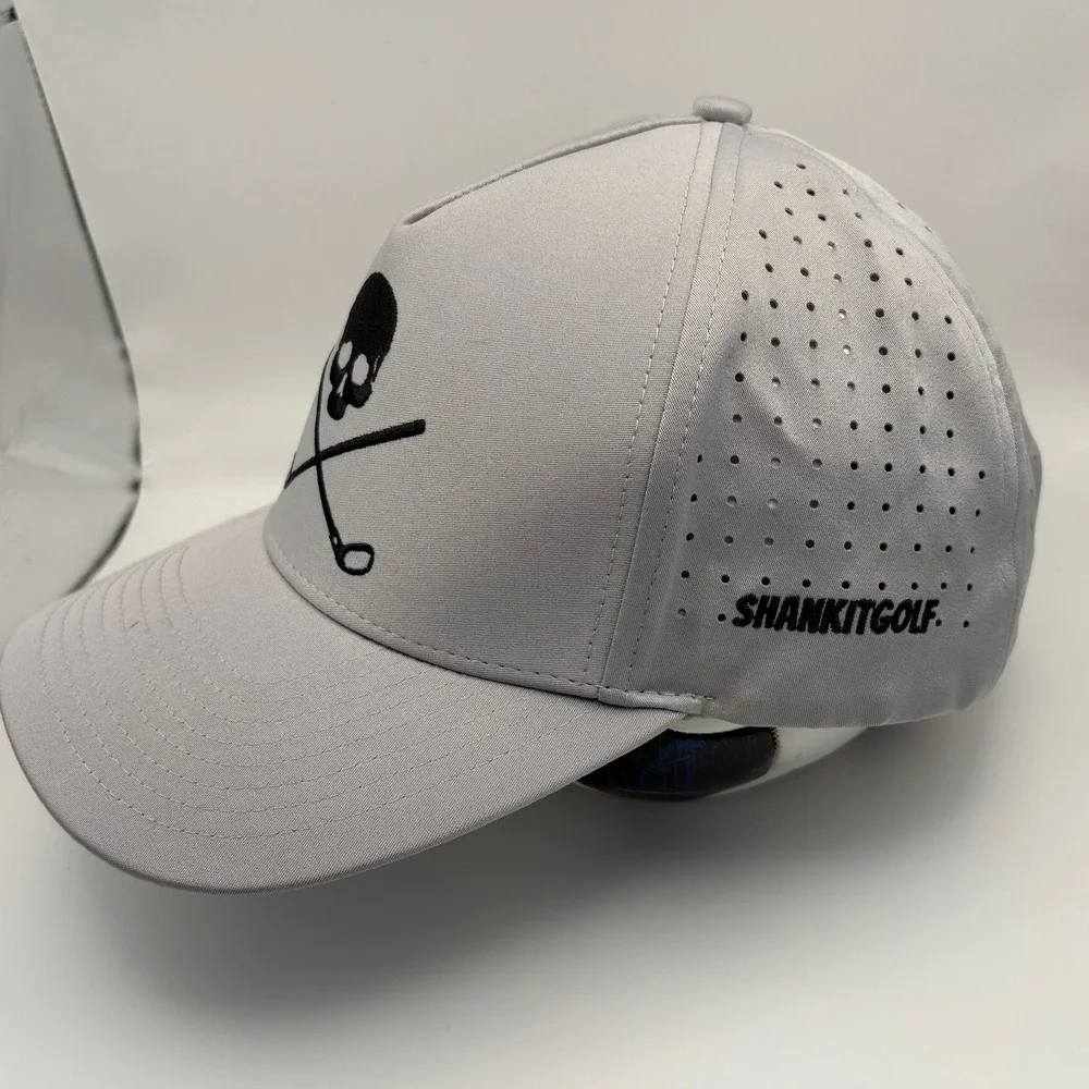 Shankitgolf Skull Golf Cap Gray‎ Embroidered Snapback Breathable Shank It Golf